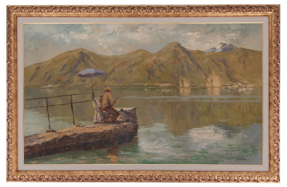 ambrogio vismara: Pescatore sul lago di Como